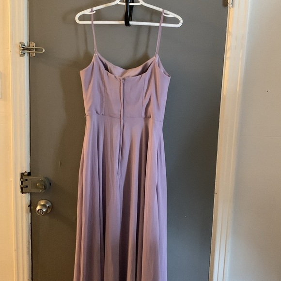 Wedding guest evening prom maxi dress Lavender Spaghetti Strap with long slit - Picture 2 of 5